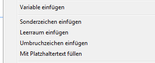 Kontextmenü im Textrahmen