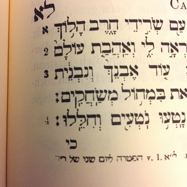 Hebräische Fußnote in der Herder-Ausgabe des Propheten-Buches