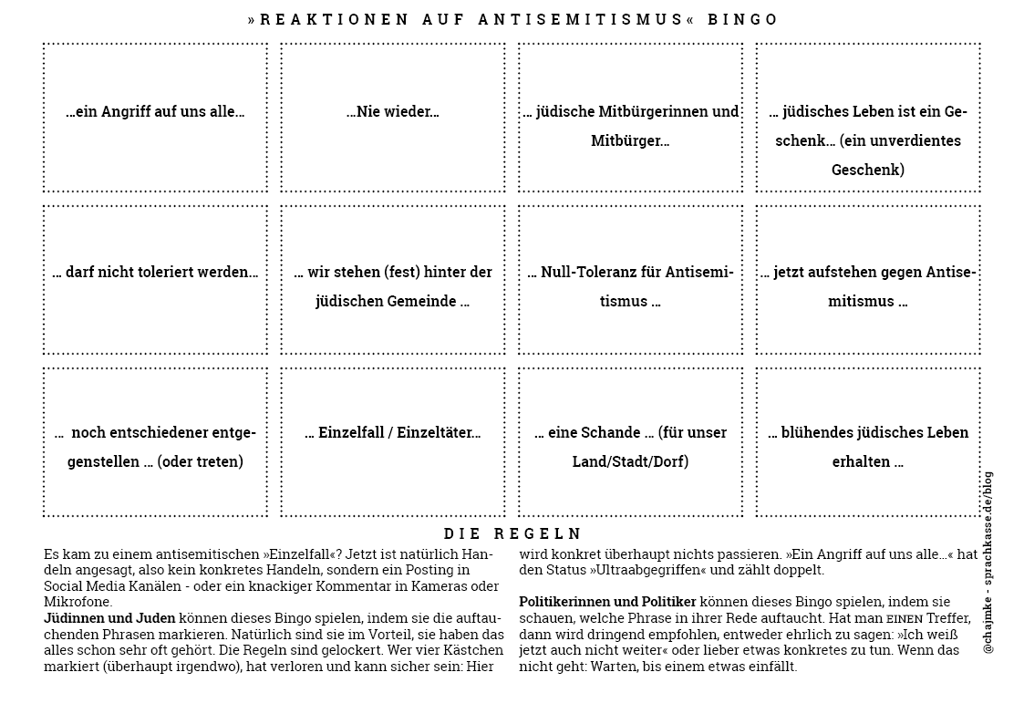 Reaktionen auf Antisemitismus-Bingo